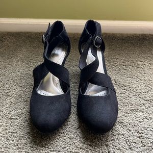 Black criss cross heels